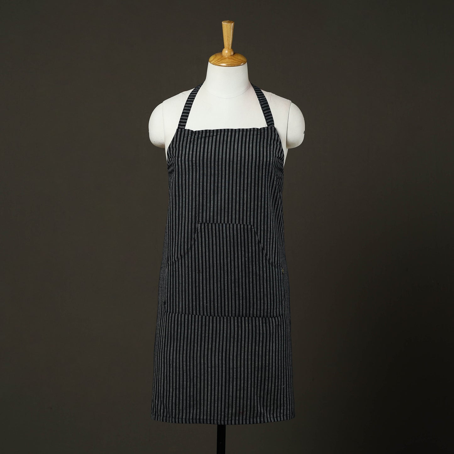 Black - jhiri handloom cotton apron with pocket 44