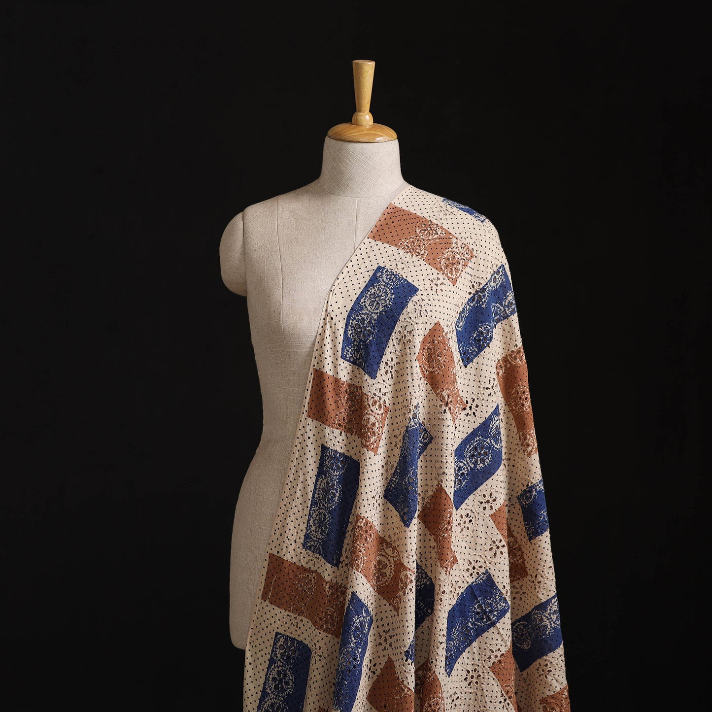 Natural Dyed Ajrakh Hand Block Print Cotton Hakoba Fabric 17
