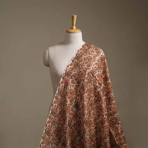 Handloom Chanderi Silk Natural Dyed Block Print Pedana Kalamkari Fabric 02