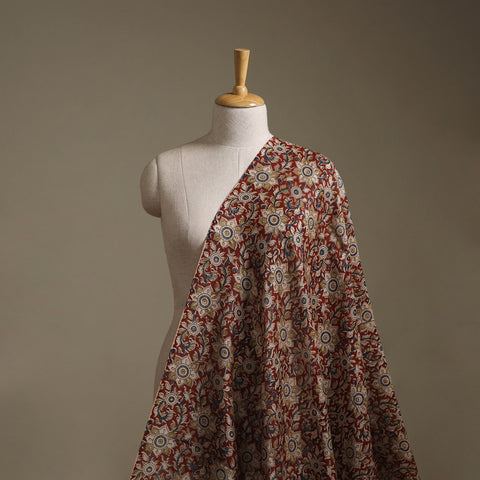 Handloom Chanderi Silk Natural Dyed Block Print Pedana Kalamkari Fabric 03
