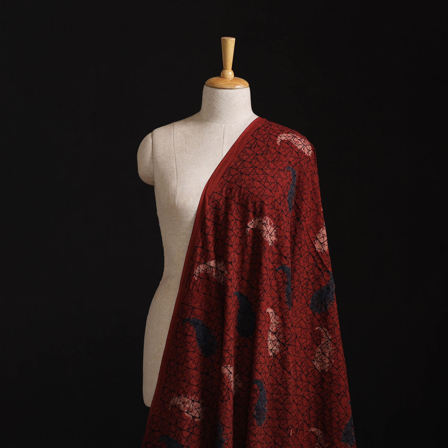 Natural Dyed Ajrakh Hand Block Print Cotton Hakoba Fabric 19