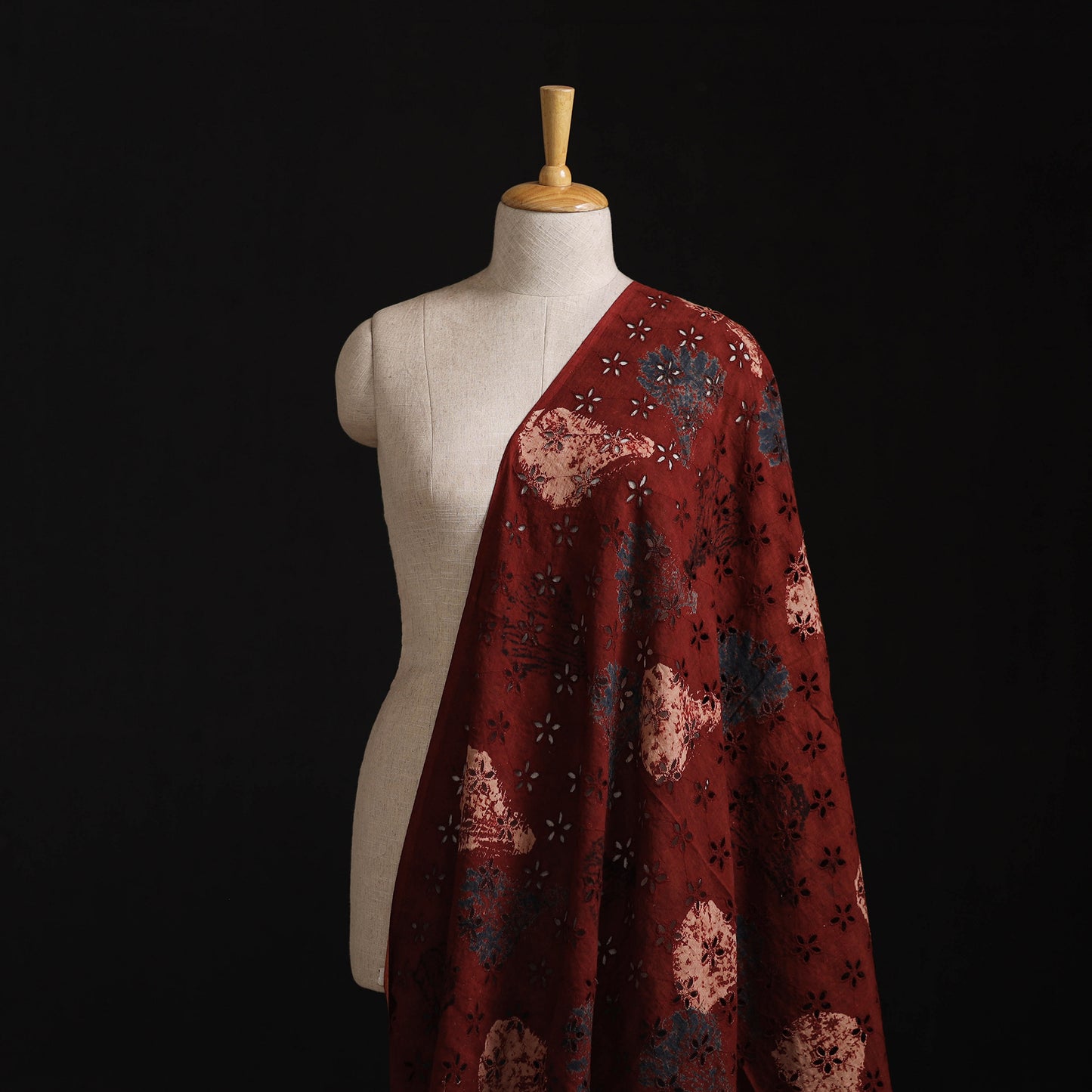 Natural Dyed Ajrakh Hand Block Print Cotton Hakoba Fabric 21