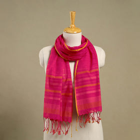 Pink Handloom Cotton Srikakulam Jamdani Stole with Tassels