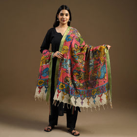 Pen Work Chanderi Silk Handpainted Kalamkari Dupatta