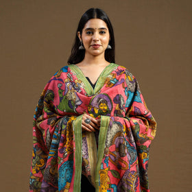 Pen Work Chanderi Silk Handpainted Kalamkari Dupatta