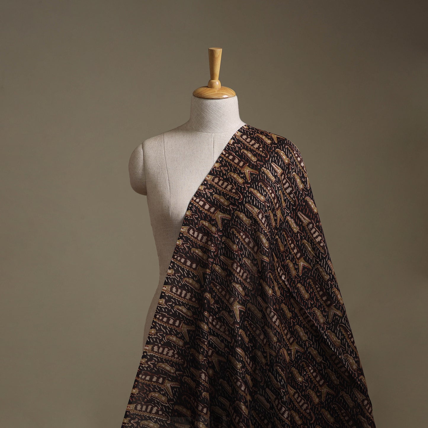 Handloom Chanderi Silk Natural Dyed Block Print Pedana Kalamkari Fabric 06