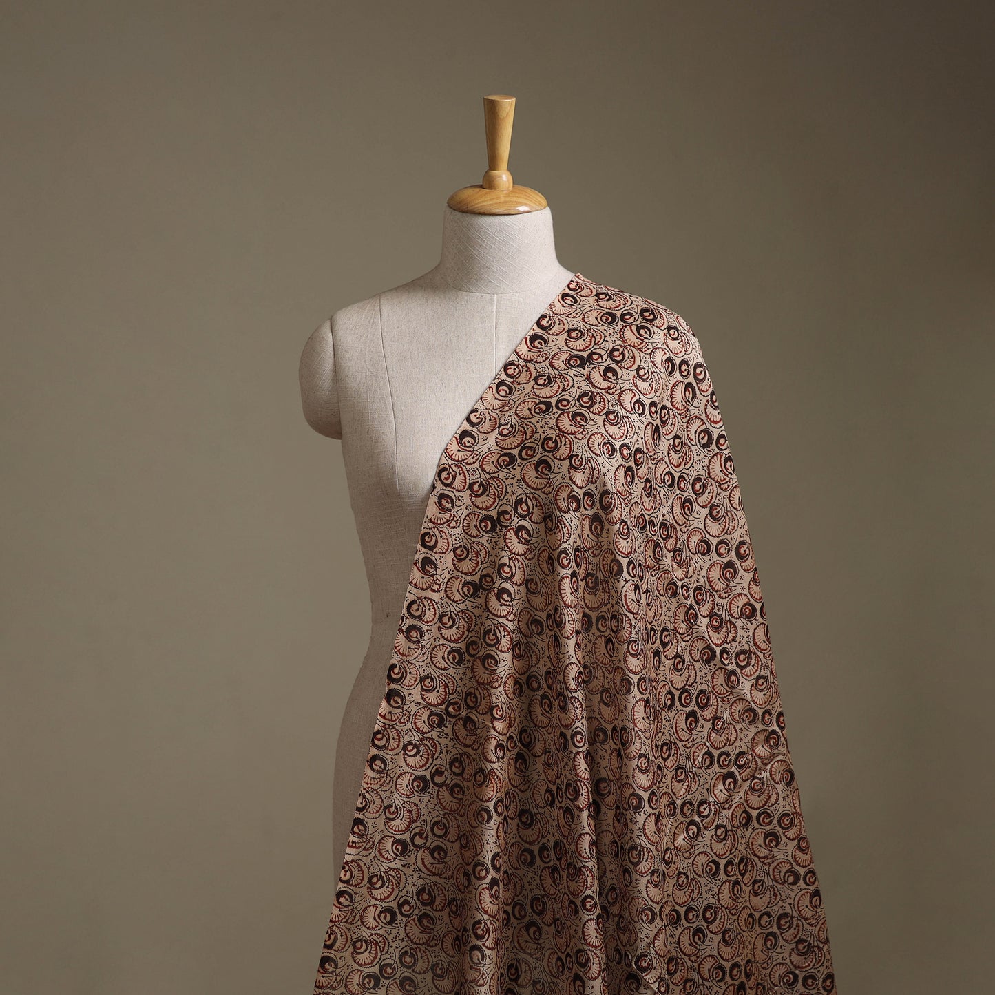 Handloom Chanderi Silk Natural Dyed Block Print Pedana Kalamkari Fabric 07
