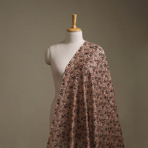 Handloom Chanderi Silk Natural Dyed Block Print Pedana Kalamkari Fabric 07
