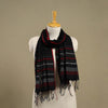 Black Handloom Cotton Srikakulam Jamdani Stole with Tassels