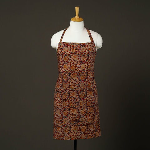 Maroon - kalamkari cotton apron with pocket 48 - handcrafted