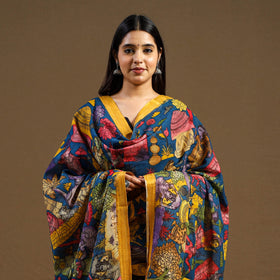 Pen Work Chanderi Silk Handpainted Kalamkari Dupatta