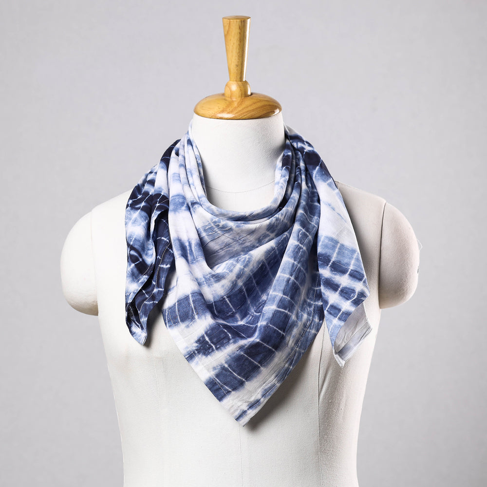 Blue - Shibori Tie-Dye Cotton Scarf