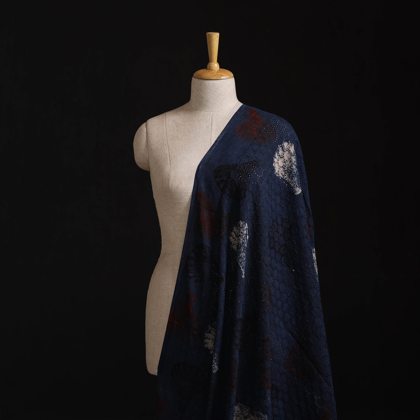 Natural Dyed Ajrakh Hand Block Print Cotton Hakoba Fabric 27
