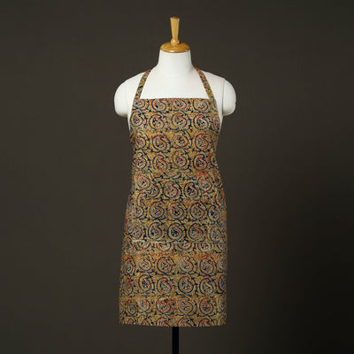 Yellow - kalamkari cotton apron with pocket 49 - handcrafted