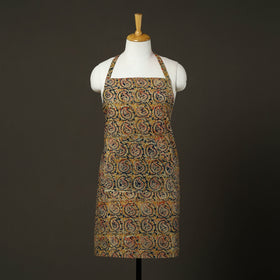 Yellow - kalamkari cotton apron with pocket 49 - handcrafted