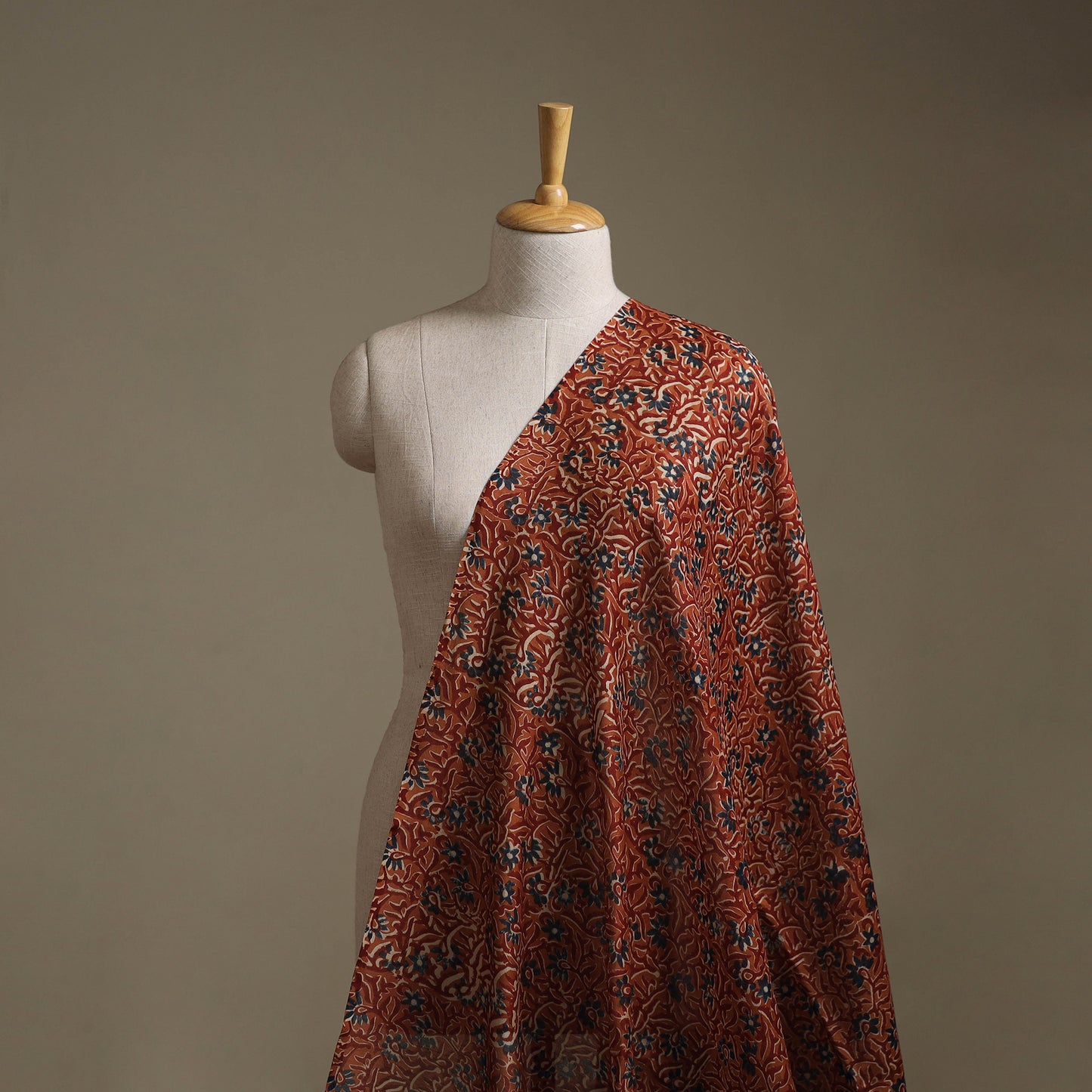 Handloom Chanderi Silk Natural Dyed Block Print Pedana Kalamkari Fabric 11