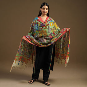 Pen Work Chanderi Silk Handpainted Kalamkari Dupatta