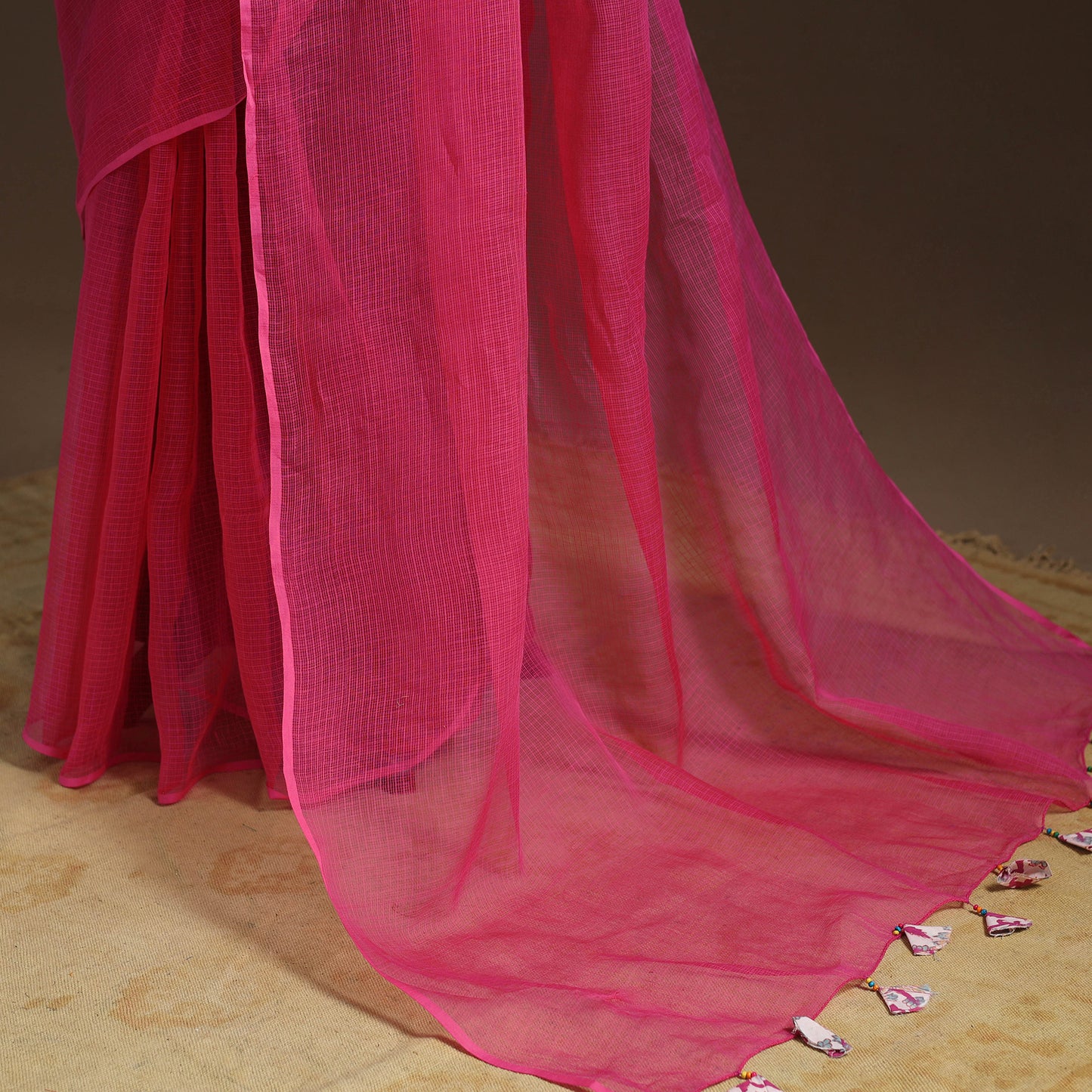 Pink Nazaakat Kota Doria Cotton Saree with Blouse and Jewellery