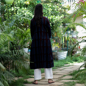 Dark Brown - Bagh Block Printed Cotton A-Line Kurta