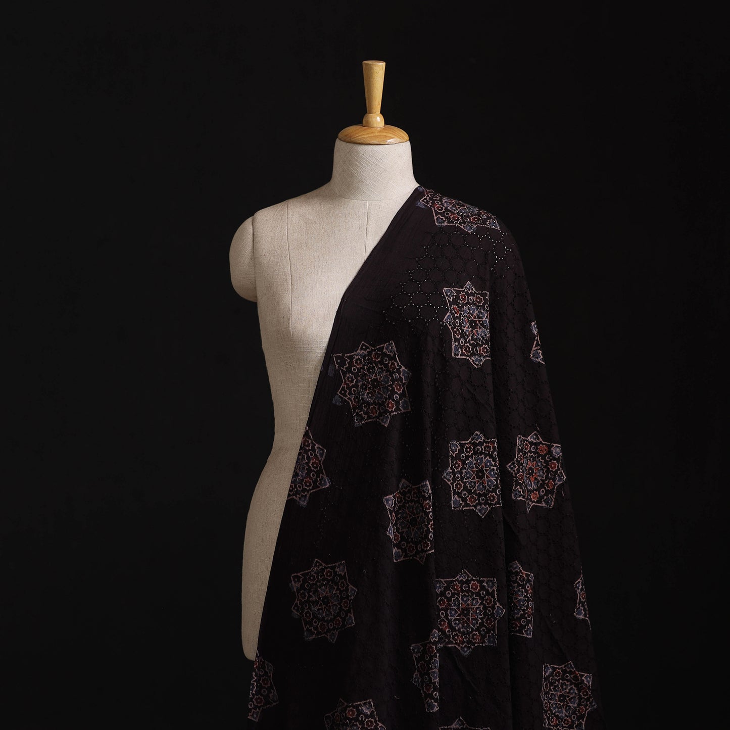 Natural Dyed Ajrakh Hand Block Print Cotton Hakoba Fabric 31