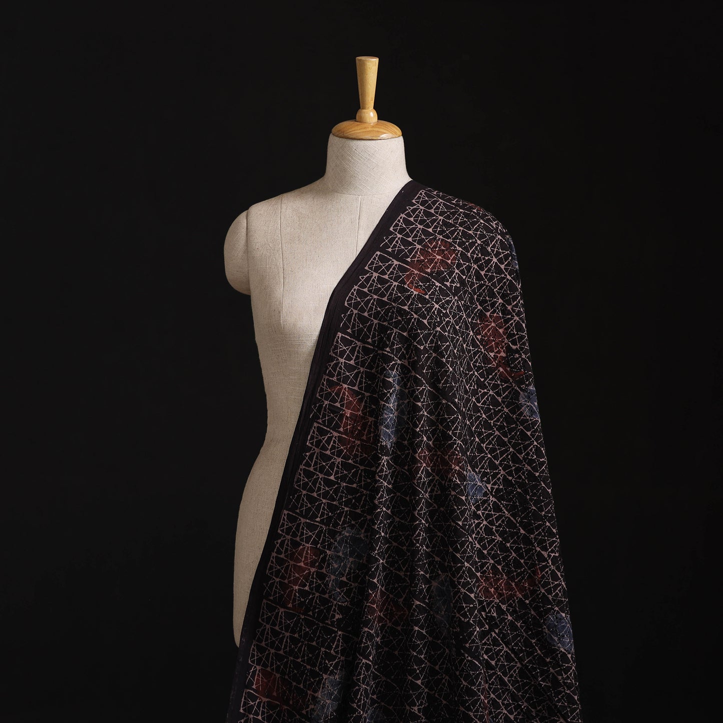 Natural Dyed Ajrakh Hand Block Print Cotton Hakoba Fabric 35
