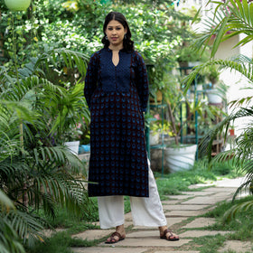 Buy Block Print Cotton Straight Bagh Kurta Online