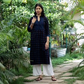 Buy Block Print Cotton Straight Bagh Kurta Online