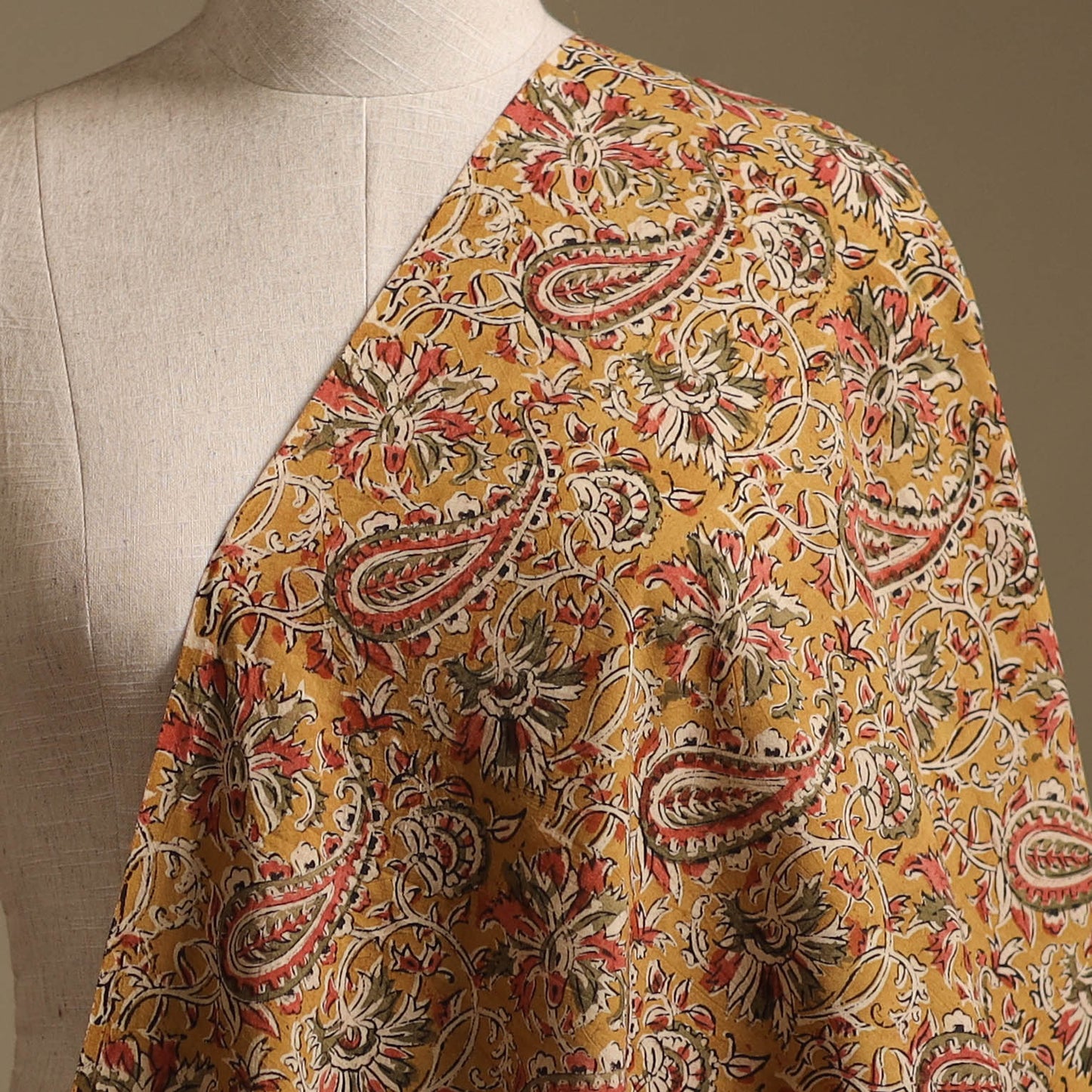 Pedana Hand Block Printed Natural Dyed Cotton Kalamkari Fabric 03