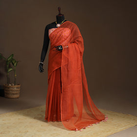 Orange Nazaakat Kota Doria Cotton Saree with Blouse and Jewellery