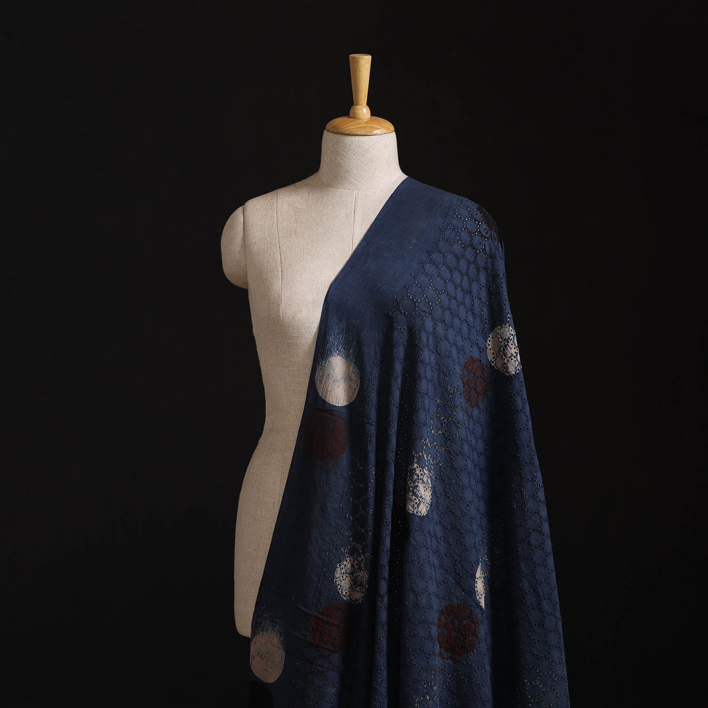 Natural Dyed Ajrakh Hand Block Print Cotton Hakoba Fabric 40