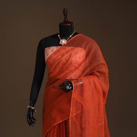 Orange Nazaakat Kota Doria Cotton Saree with Blouse and Jewellery