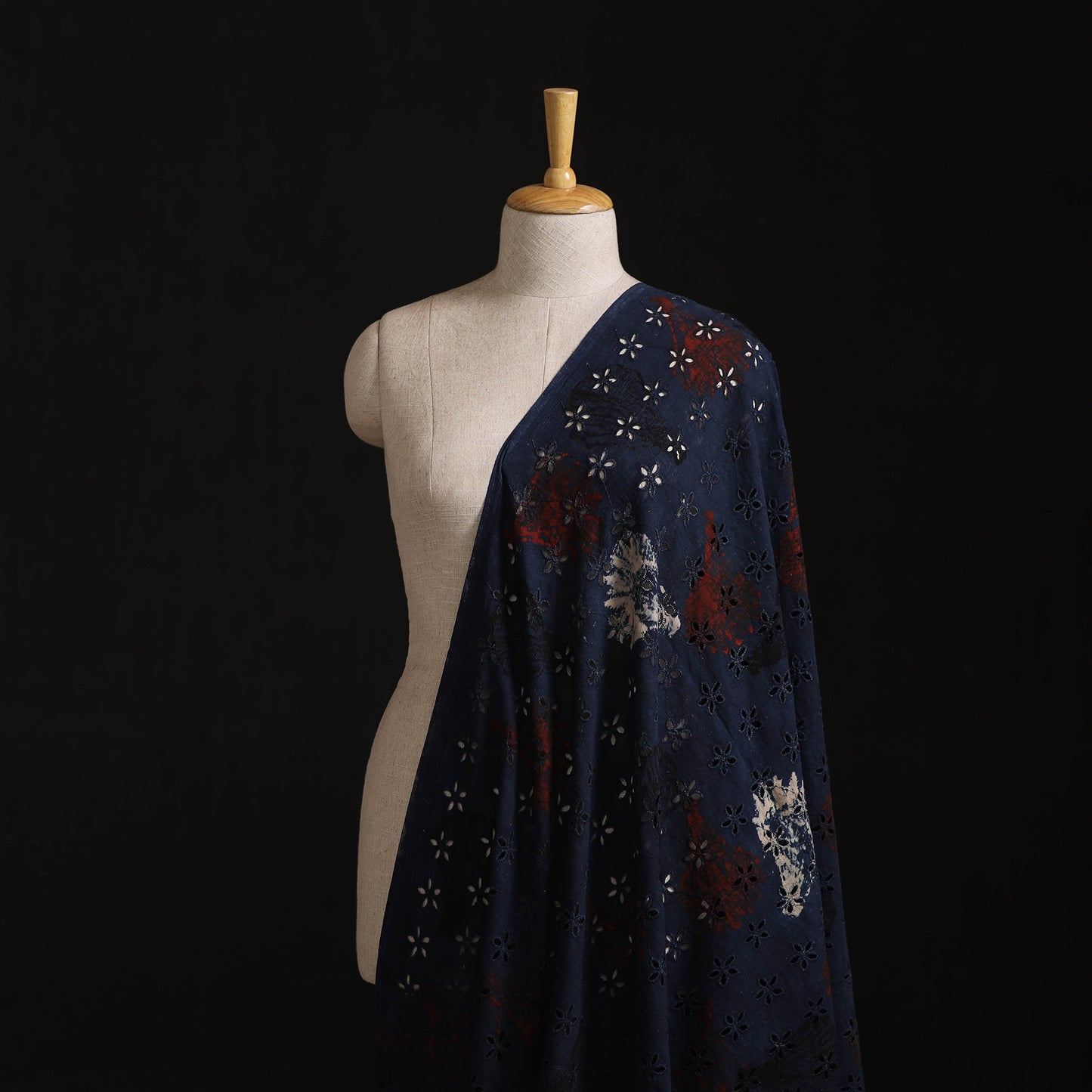 Natural Dyed Ajrakh Hand Block Print Cotton Hakoba Fabric 39