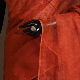 Orange Nazaakat Kota Doria Cotton Saree with Blouse and Jewellery