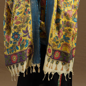 Pen Work Chanderi Silk Handpainted Kalamkari Dupatta