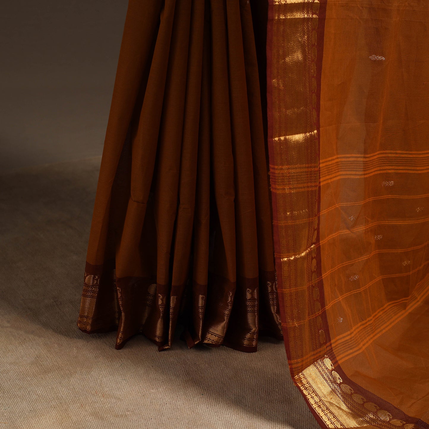 Brown - kandangi buti chettinad cotton saree with border 40