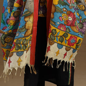 Pen Work Chanderi Silk Handpainted Kalamkari Dupatta