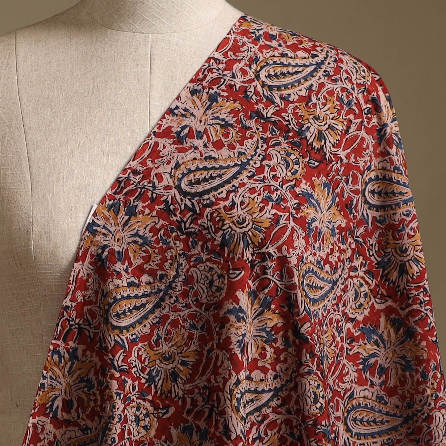 Pedana Hand Block Printed Natural Dyed Cotton Kalamkari Fabric 06