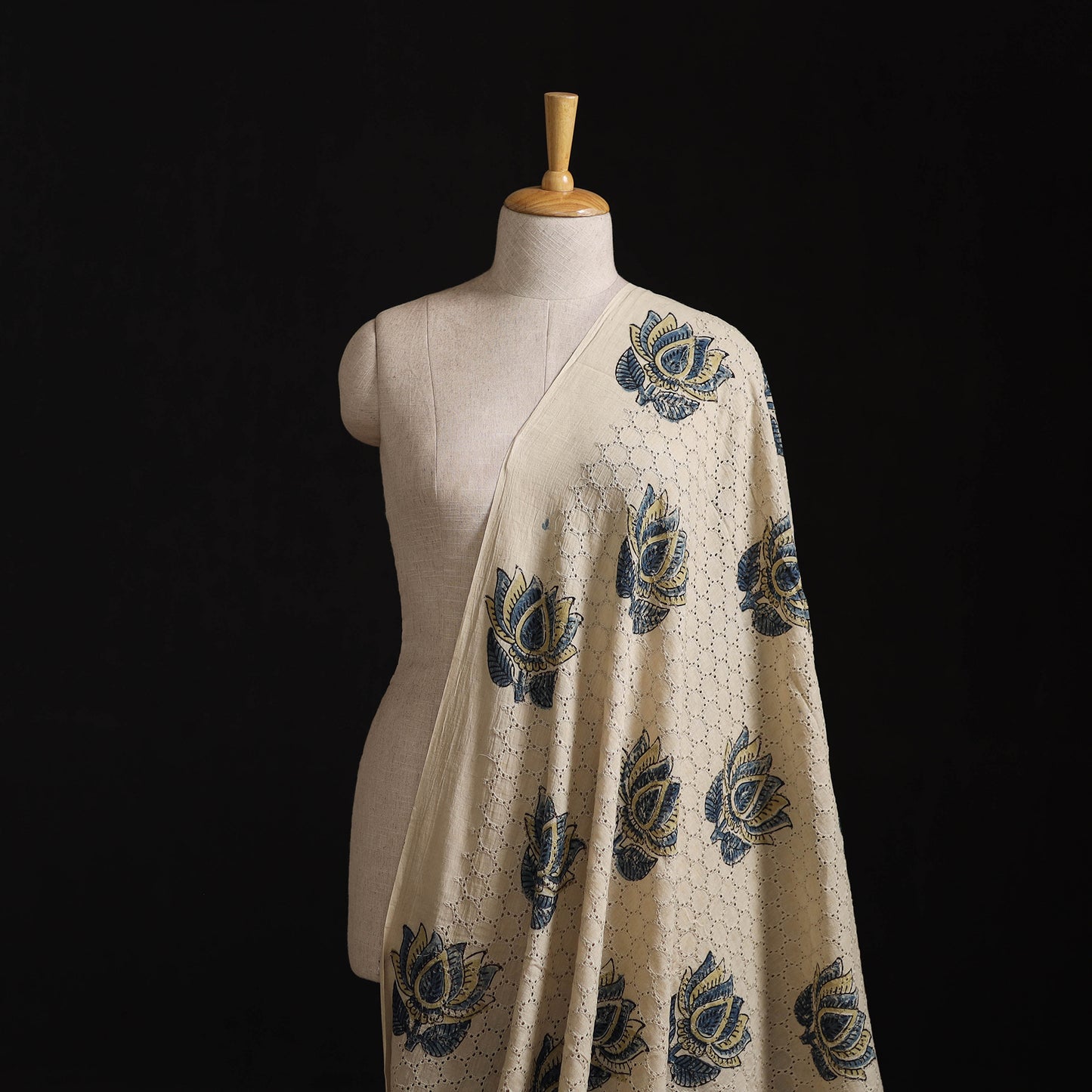 Natural Dyed Ajrakh Hand Block Print Cotton Hakoba Fabric 46
