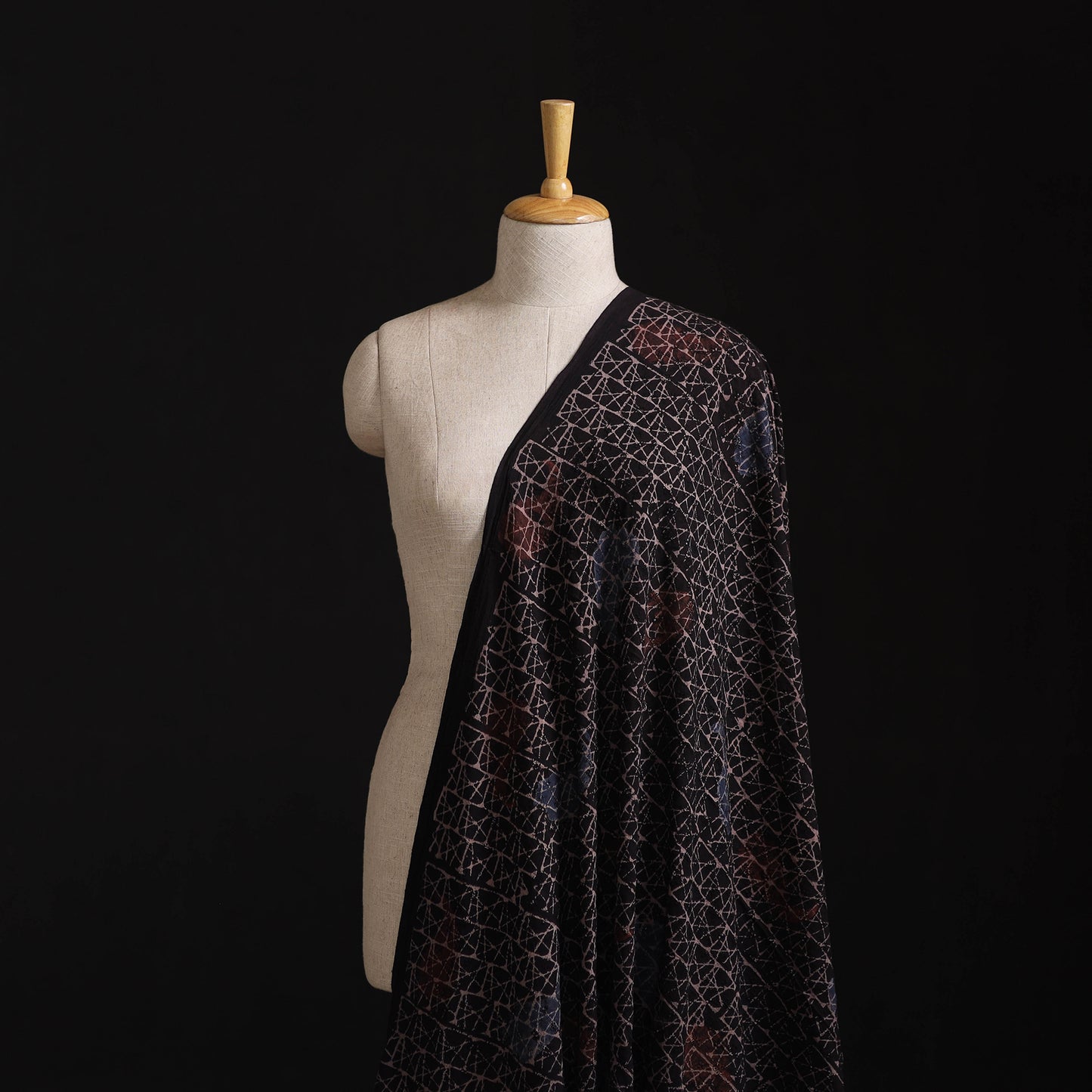 Natural Dyed Ajrakh Hand Block Print Cotton Hakoba Fabric 50
