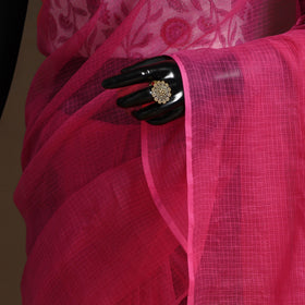 Pink Nazaakat Kota Doria Cotton Saree with Blouse and Jewellery