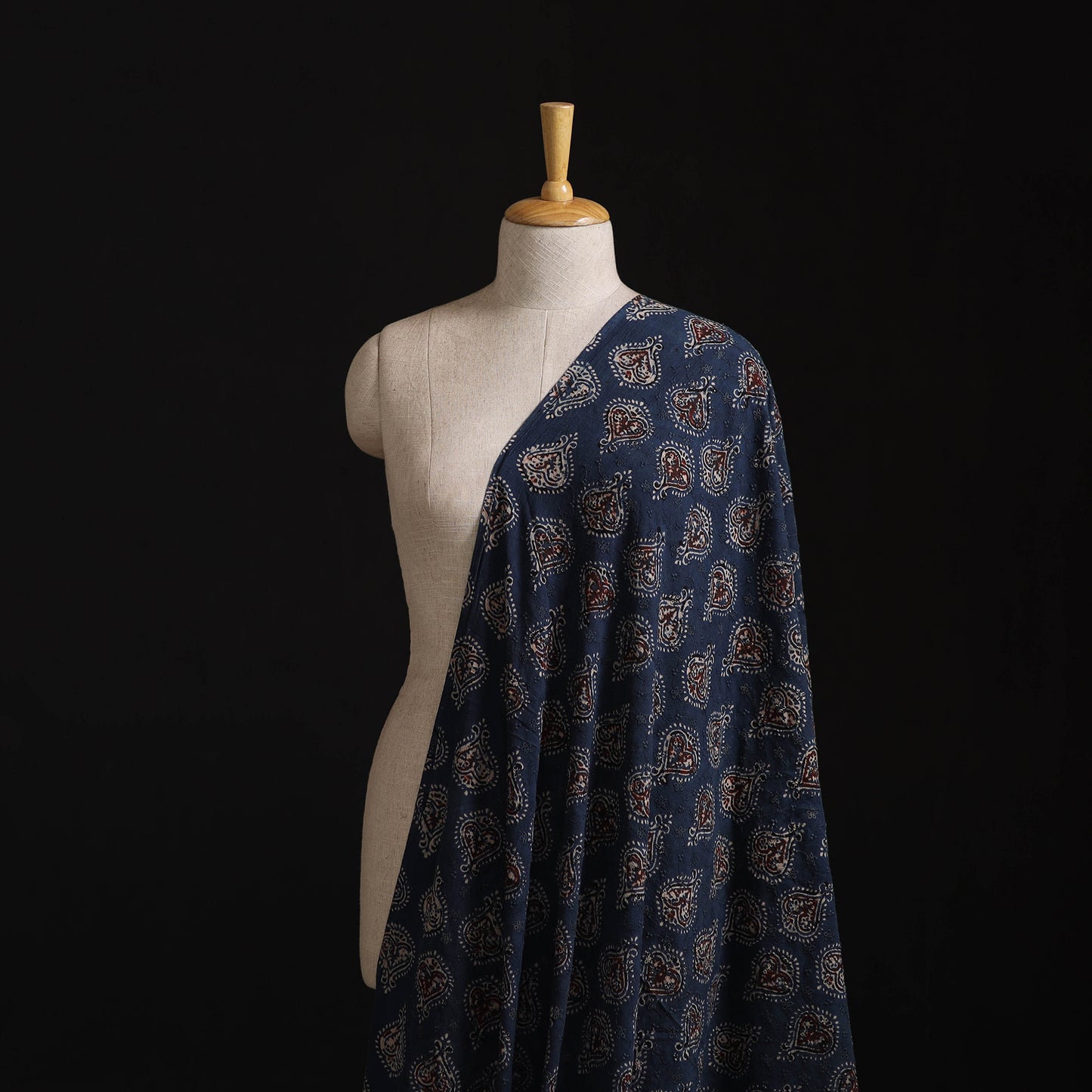 Natural Dyed Ajrakh Hand Block Print Cotton Hakoba Fabric 54