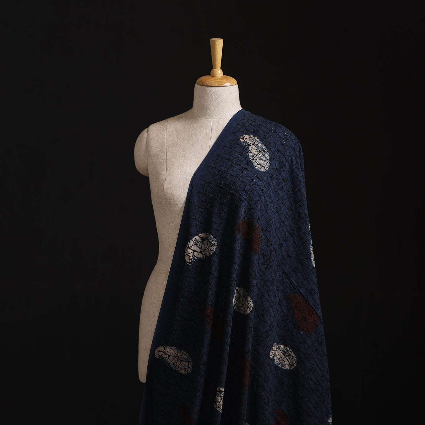 Natural Dyed Ajrakh Hand Block Print Cotton Hakoba Fabric 56
