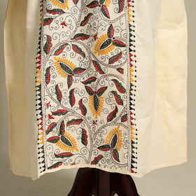 Beige - bengal kantha hand embroidery cotton kaftan (long)