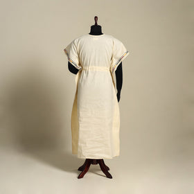 Beige - bengal kantha hand embroidery cotton kaftan (long)