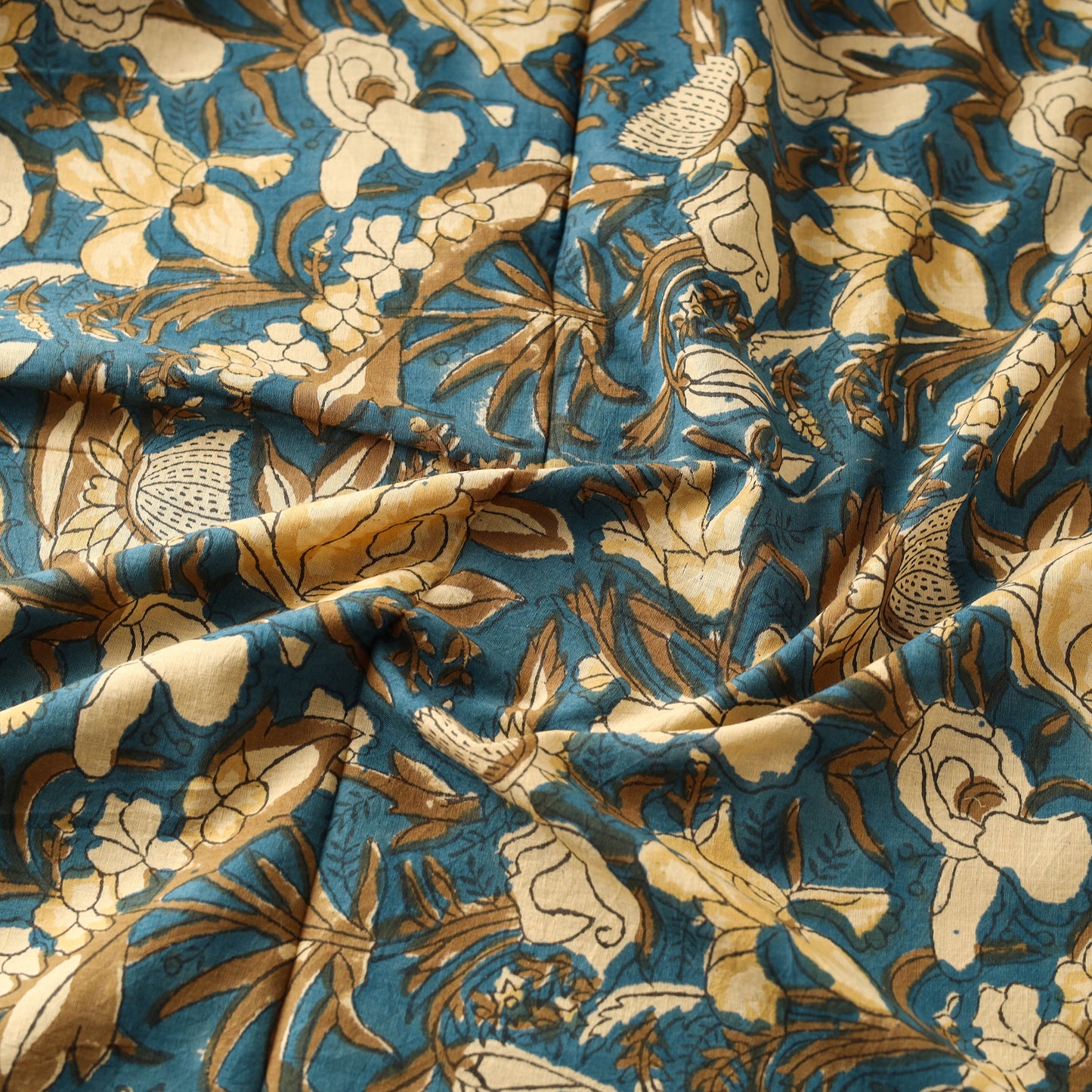 Multicolor Block Print Cotton Sanganeri Fabric