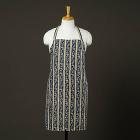 Blue - kalamkari cotton apron with pocket 59 - handcrafted