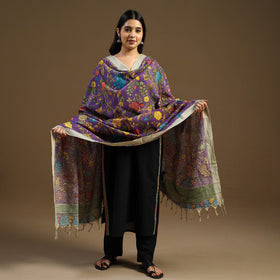 Pen Work Chanderi Silk Handpainted Kalamkari Dupatta