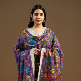 Pen Work Chanderi Silk Handpainted Kalamkari Dupatta