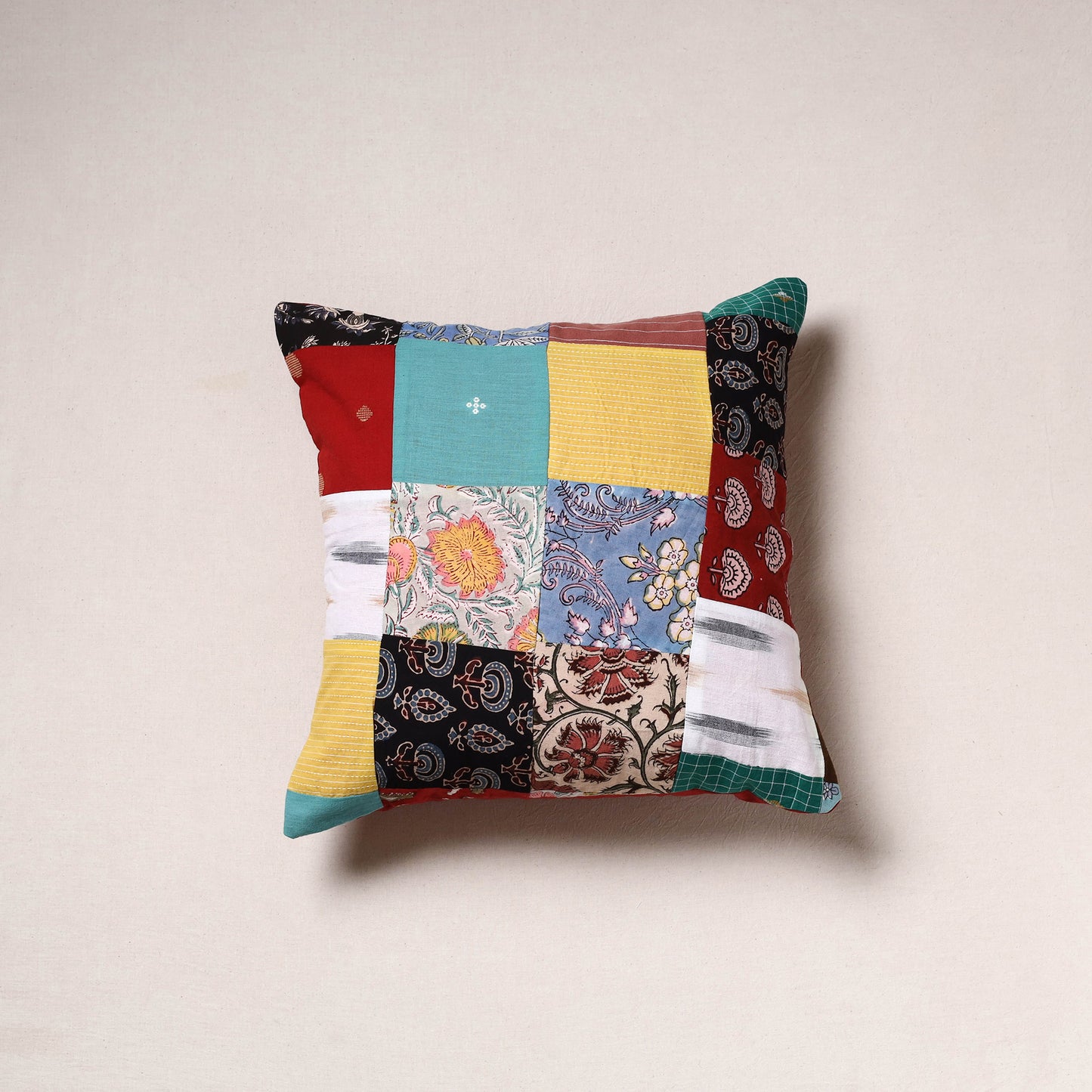 Handcrafted Patchwork Cushion Cover (16 x 16 in) 02