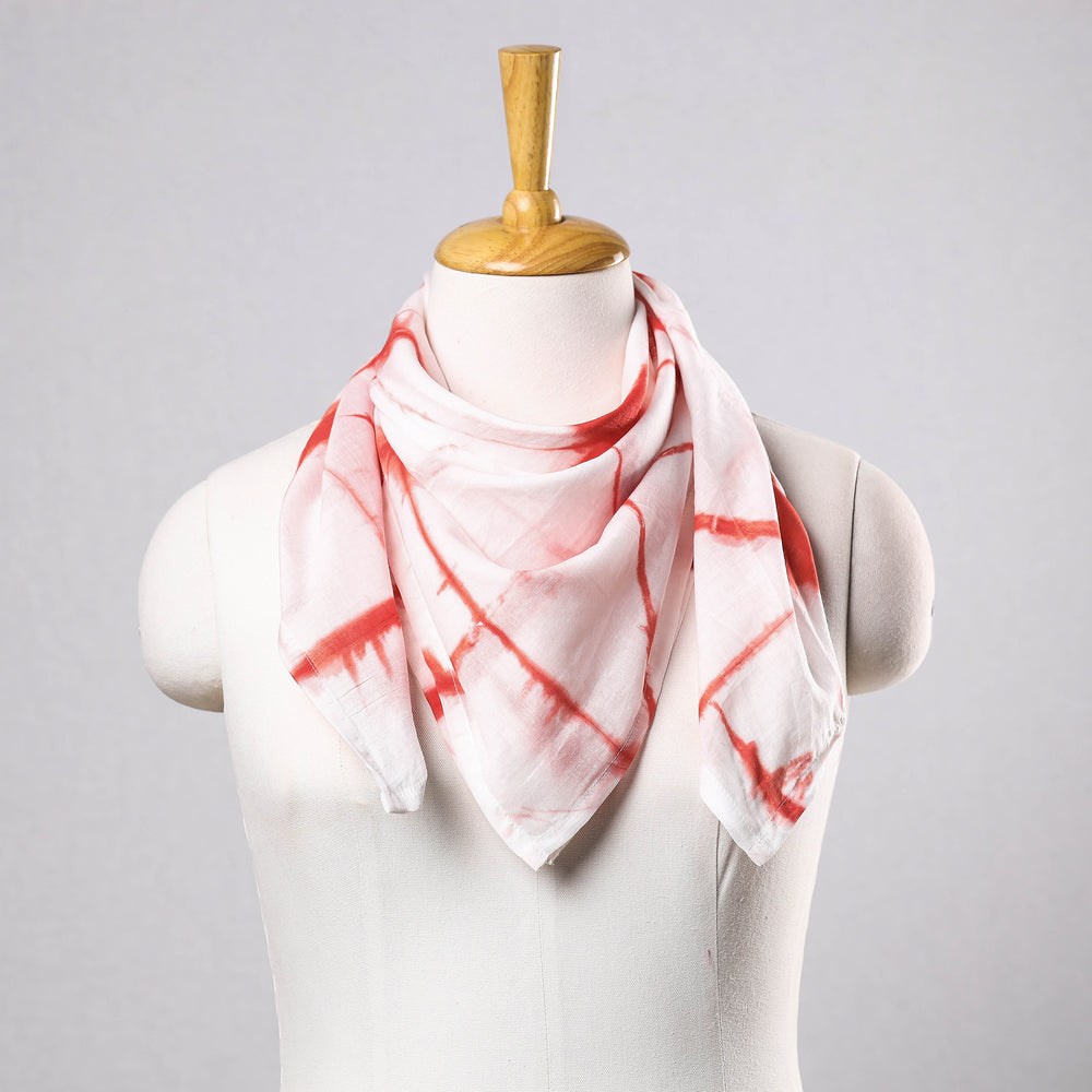 Red - Shibori Tie-Dye Cotton Scarf